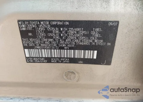 2008 Toyota Rav4 Limited из США, поврежденный, VIN 0JTMBD31V58513613